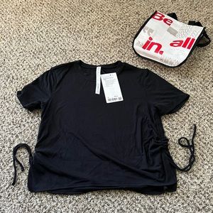 Lululemon Black side cinch ribbed top size 10 NWT